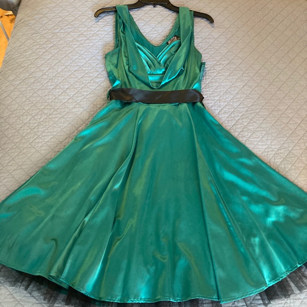 Silk and tool teal formal dress